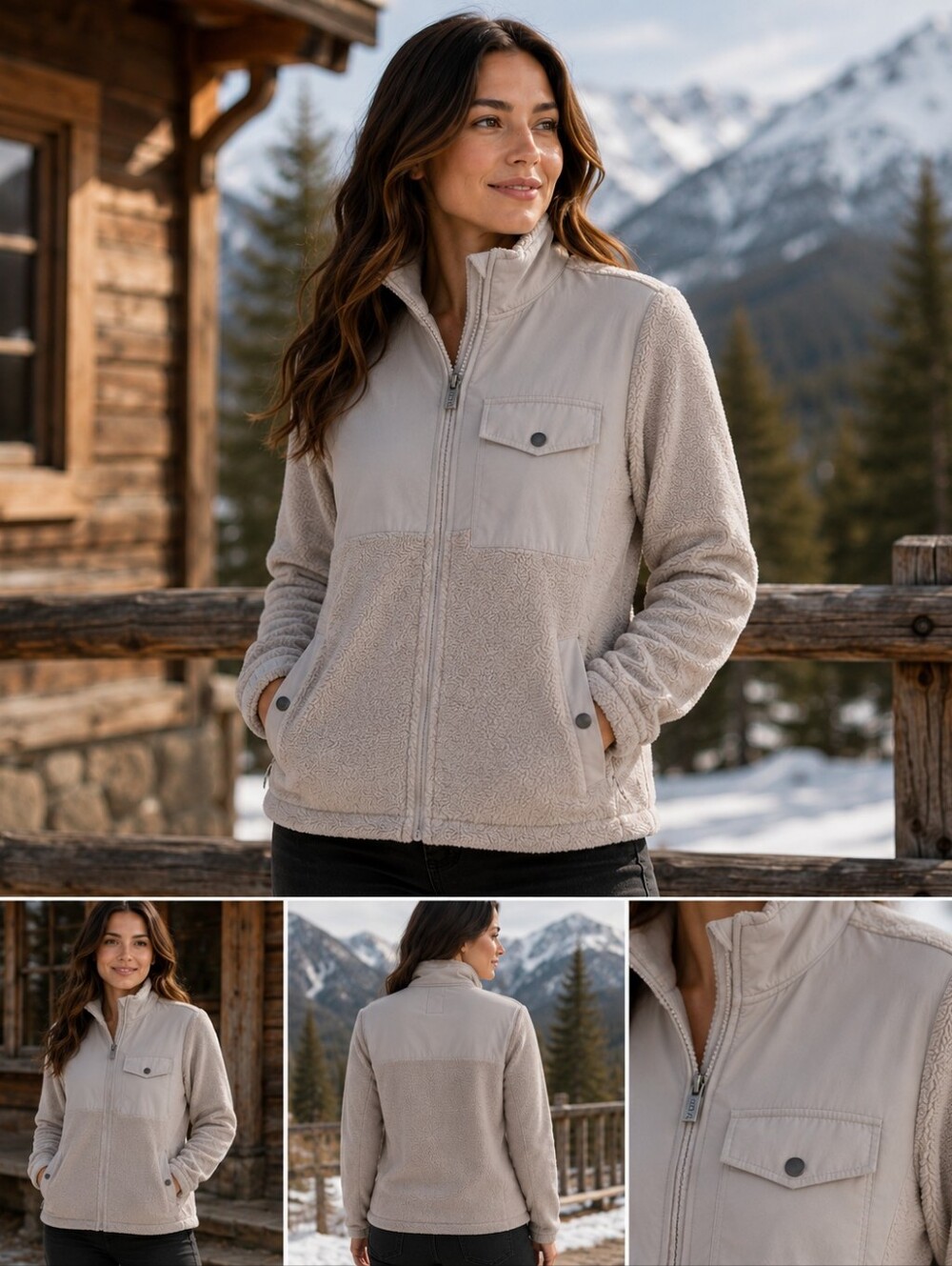 Vuori Sherpa Fleece Jacket Women’s Medium Full Zip Gorpcore Outdoor Cozy Beige